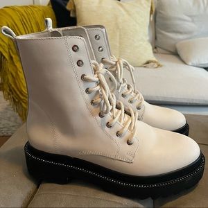 Steve Madden cream combat boots